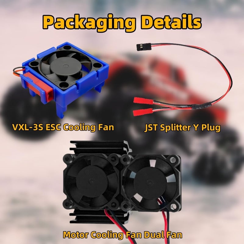 daisyfang VXL-3s ESC Cooling Fan and Motor Cooling Fan Dual Fan Set Compatible with 1/10 Traxxas Slash 4×4 VXL Rustler 4X4 Stampede 4X4 Hoss 4×4 Velineon VXL-3s Heat Sink, Black - Image 2